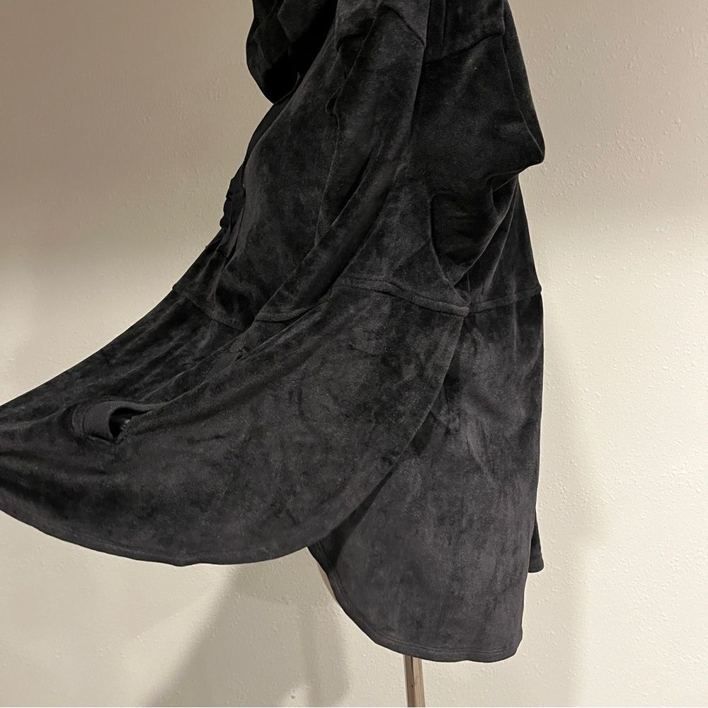 Dkny oversized Velvet Black Wrap Pullover Hoodie Kangaroo Pocket Size M - Picture 7 of 15